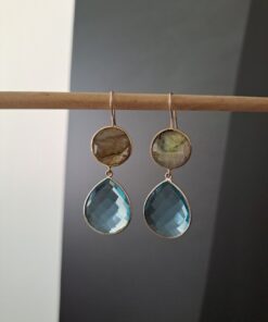 Ohrringe, Labradorit / Chalcedon, 925 Silber