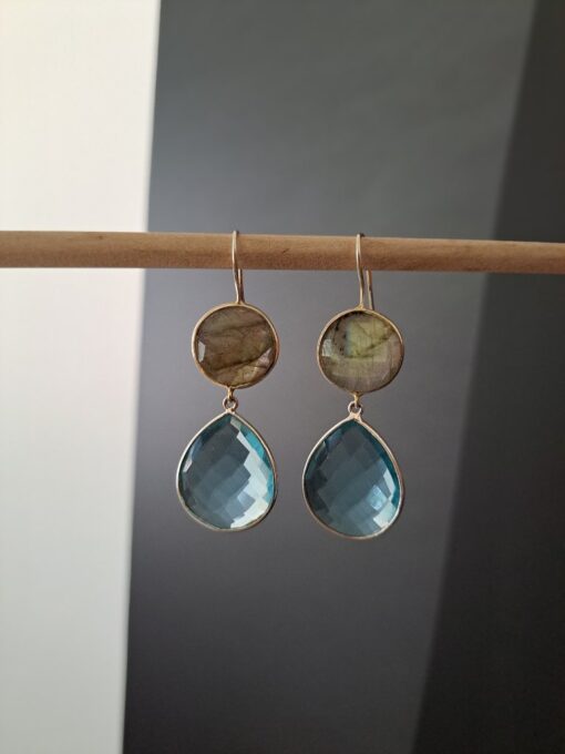 Ohrringe, Labradorit / Chalcedon, 925 Silber
