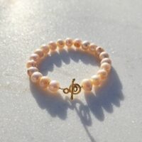 Perlenarmband aus Süßwasserperlen mit vergoldetem Silberverschluss, handgefertigter Schmuck
