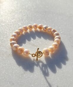 Perlenarmband aus Süßwasserperlen mit vergoldetem Silberverschluss, handgefertigter Schmuck