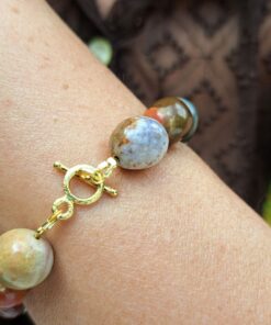 Armband, Achat, Silber, vergoldet